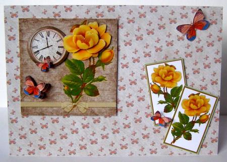 Rose and Time Decoupage and Paper - Yellow by Margaret McCartney