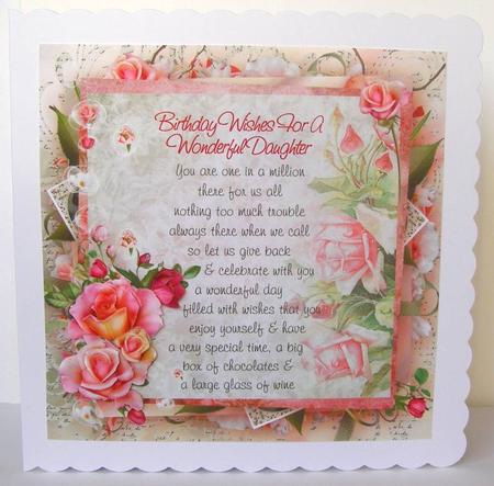 Pink Rose Daughter Birthday Verse 8x8inch Step by Step by Margaret McCartney