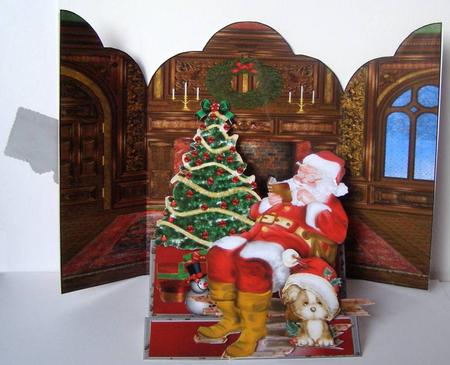 Father Christmas at Home Gatefold Stepper Card Kit by Margaret McCartney