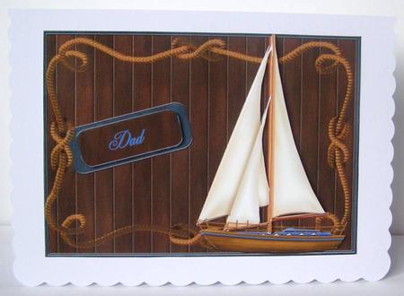 Masculine Birthday Sailing Boat Card Topper by Margaret McCartney
