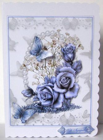 Blue Rose and Butterfly's Sympathy/birthday by Margaret McCartney