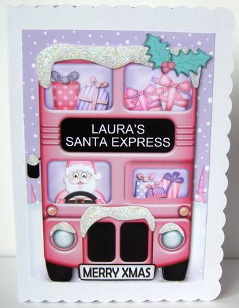 Xmas Santa Express Laura A5 Quick Card N 3D Decoupage by Margaret McCartney