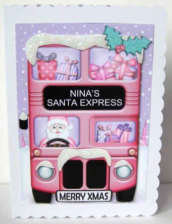 Xmas Santa Express Nina A5 Quick Card N 3D Decoupage by Margaret McCartney