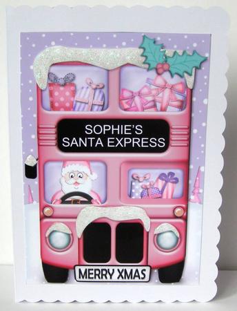 Xmas Santa Express Sophie A5 Quick Card N 3D Decoupage by Margaret McCartney