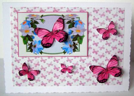 Pretty Floral Butterfly Topper and Paper - Pink by Margaret McCartney