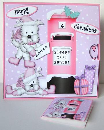 3D Xmas Westie Dogs Sleeps Till Santa Countdown Moveable by Margaret McCartney