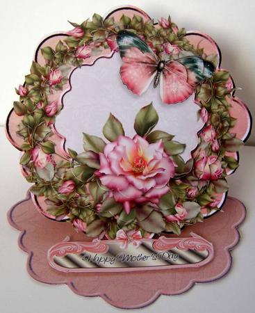 Butterfly and Roses 2 1n 1 Scalloped Easel Card Kit by Margaret McCartney