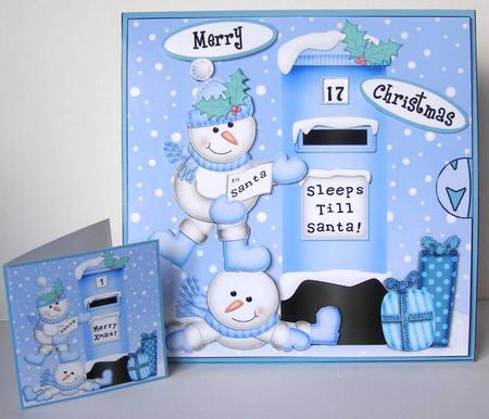 3D Xmas Snowmen Sleeps Till Santa Countdown Moveable by Margaret McCartney