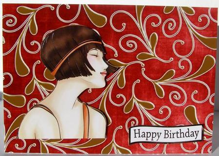 Pinkred Gold Darks Swirls Large A4 Backing Paper by Margaret McCartney