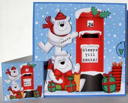3D Xmas Polar Bears Sleeps Till Santa Countdown Moveable by Margaret McCartney