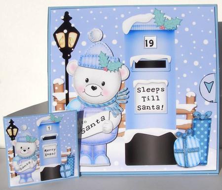 3D Xmas Teddy Ed Sleeps Till Santa Countdown Moveable by Margaret McCartney