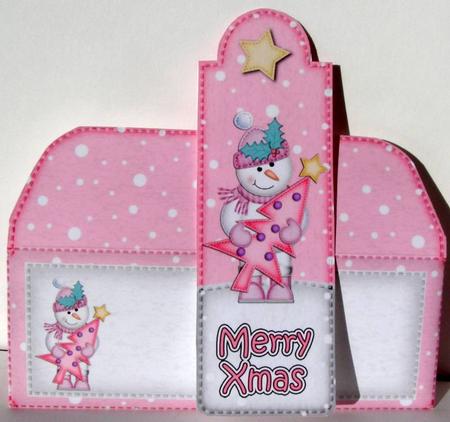 Xmas Snowman's Tree Bookmark Card N Envelope by Margaret McCartney