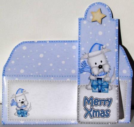 Xmas Westie Dog's Present Bookmark Card N Envelope by Margaret McCartney