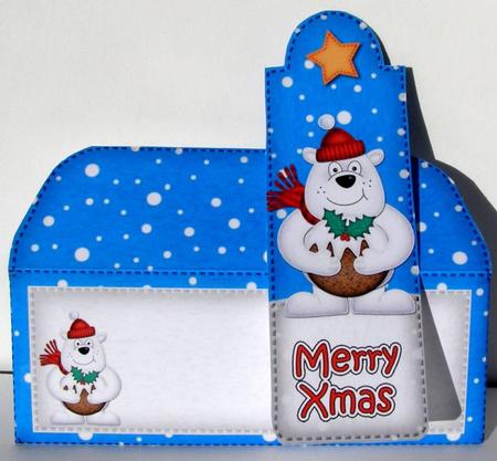 Xmas Ben Polar Bear's Pudding Bookmark Card N Envelope by Margaret McCartney