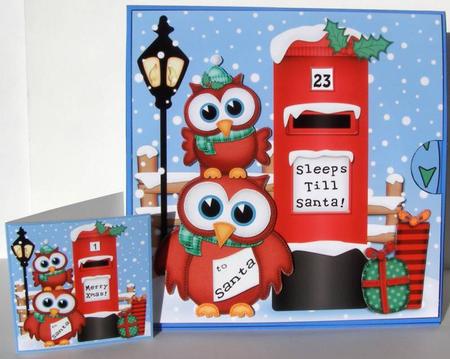 3D Xmas Hoot & Little Hoot Owls Countdown Moveable by Margaret McCartney