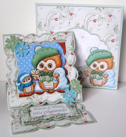 Hooting Christmas Easel Card Kit & Decoupage by Margaret McCartney