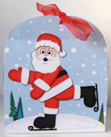 3D Xmas Skating Santa Treat or Favour Box Mini Kit by Margaret McCartney