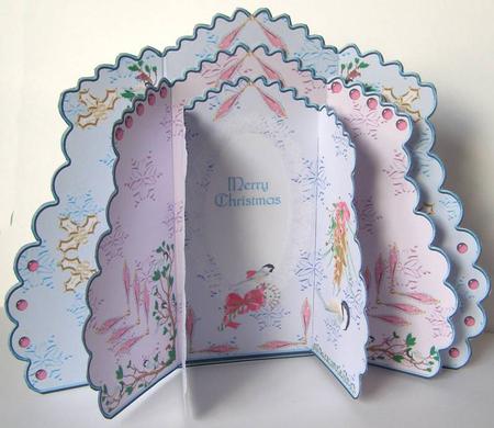 Triple Layer Gatefold - Xmas Birds by Margaret McCartney