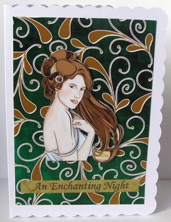 Dark Green Gold Darks Swirls Large A4 Backing Paper by Margaret McCartney