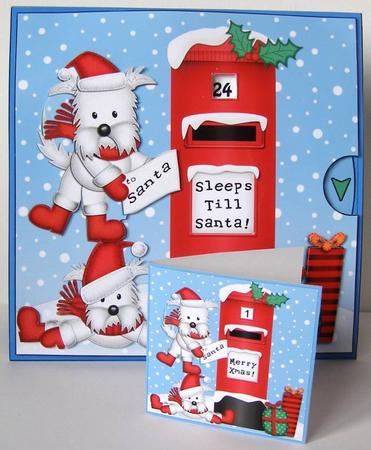 3D Xmas Westie Dogs Sleeps Till Santa Countdown Moveable by Margaret McCartney