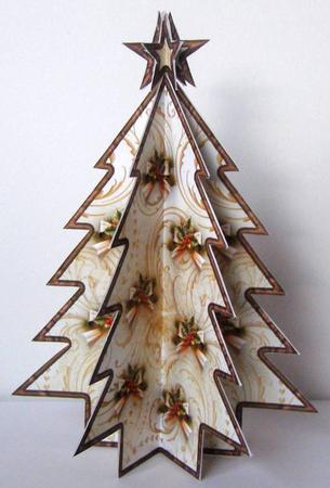 Holly and Bows 3D Christmas Tree Sheet by Margaret McCartney