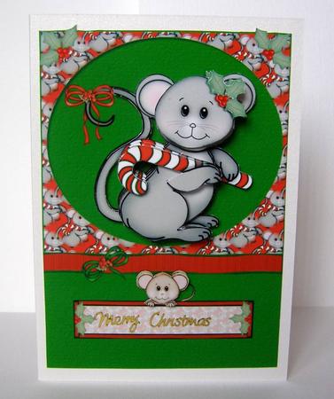 Candy Cane Christmas Mouse Decoupage by Margaret McCartney