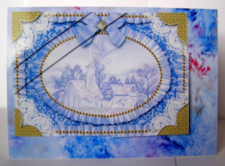 Christmas Church 1 Lace Ruffle Duo Corner A5 Stacker by Margaret McCartney