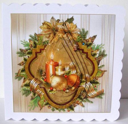 Golden Candles and Poinsettia Teardrop Pyramid by Margaret McCartney