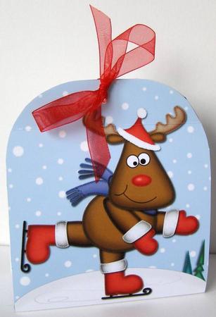 3D Xmas Skating Rudolph Treat or Favour Box Mini Kit by Margaret McCartney