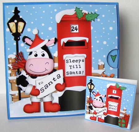 3D Xmas Milly Moo Cow Sleeps Till Santa Countdown Moveable by Margaret McCartney