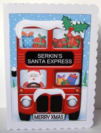 Xmas Santa Express Serkin A5 Quick Card N 3D Decoupage by Margaret McCartney