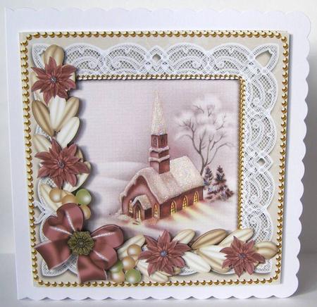 Lights on Church Cream 8in Decoupage Mini Kit by Margaret McCartney