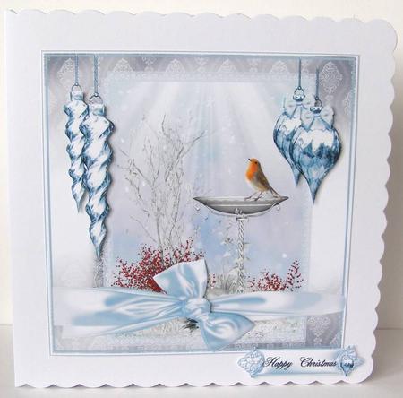 Beautiful Christmas Robin Card Topper by Margaret McCartney