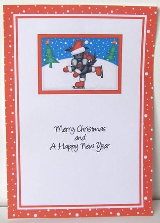 A5 Xmas Skating Scottie Dog Matching Insert by Margaret McCartney