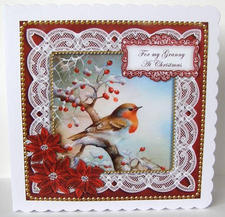 Red Robin Granny at Christmas 8in Sentiment Topper by Margaret McCartney