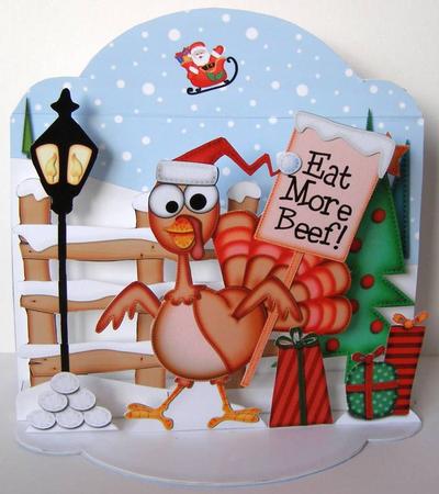 3D Pop Up Front Xmas Percy Turkey Card Kit by Margaret McCartney