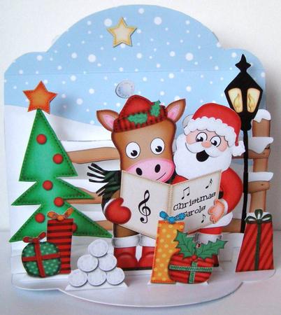 3D Pop Up Front Xmas Singing Santa & Gigi Card Kit by Margaret McCartney