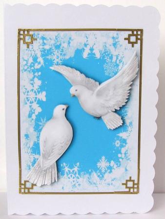 White Doves on Snowflake Background A4 by Margaret McCartney