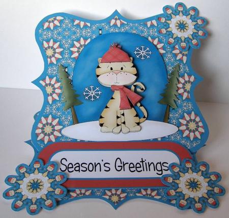 Winter Cat Easel Card Kit by Margaret McCartney