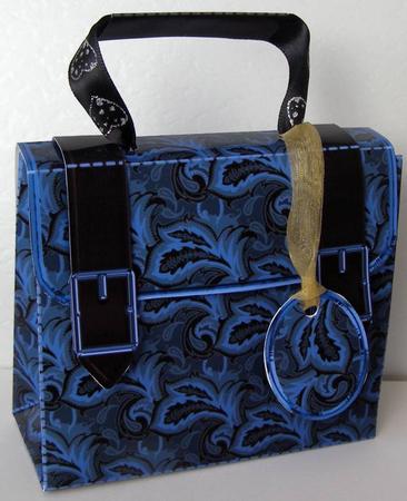 Briefcase Gift Box Blue & Black Paisley by Margaret McCartney