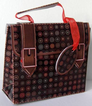 Briefcase Gift Box Brown Retro Circles by Margaret McCartney