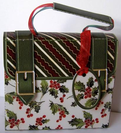Briefcase Gift Box Holly Pattern by Margaret McCartney