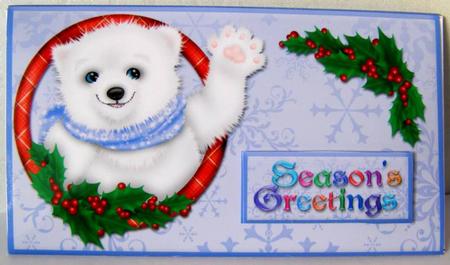 Seasons Greetings Cute Polar Bear Money Wallet by Margaret McCartney