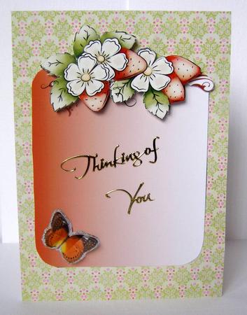Flowers & Strawberries Card Front by Margaret McCartney