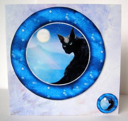 Mystic Megan the Moon Cat - Plate Card - Toppers & Tags by Margaret McCartney