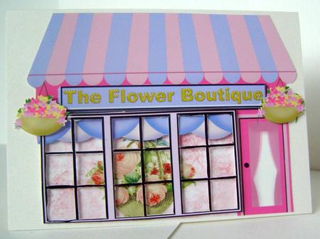 3D Rose Bouquet Flower Shop Window Decoupage by Margaret McCartney