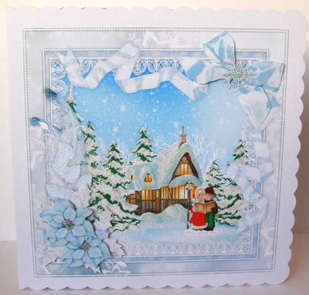 Christmas Scene in Lace and Pearl Frame 2 by Margaret McCartney
