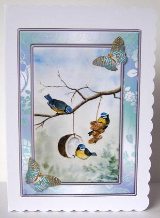 Bluetits and Butterflied Topper by Margaret McCartney