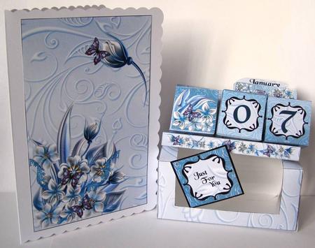 Blue Floral Desk Calender by Margaret McCartney
