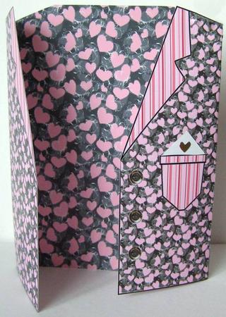 Grey and Pink Hearts Jscket Card Blank by Margaret McCartney
